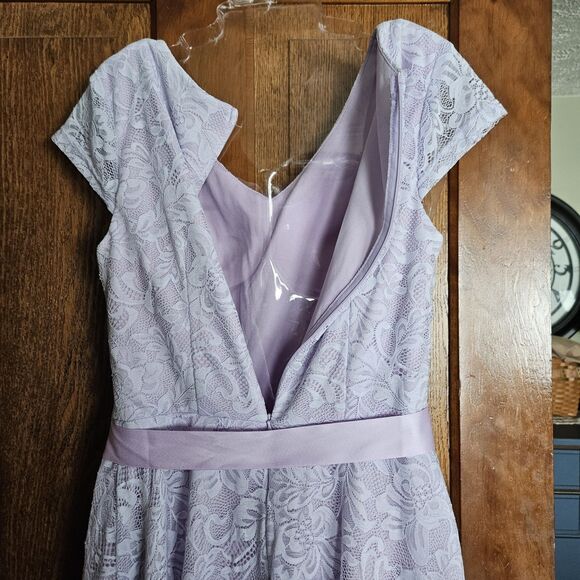 Bery Love Lilac Lace Dress Size M  Fully Lined Sleeveless V-Neck Cocktail Gown - Picture 3 of 8